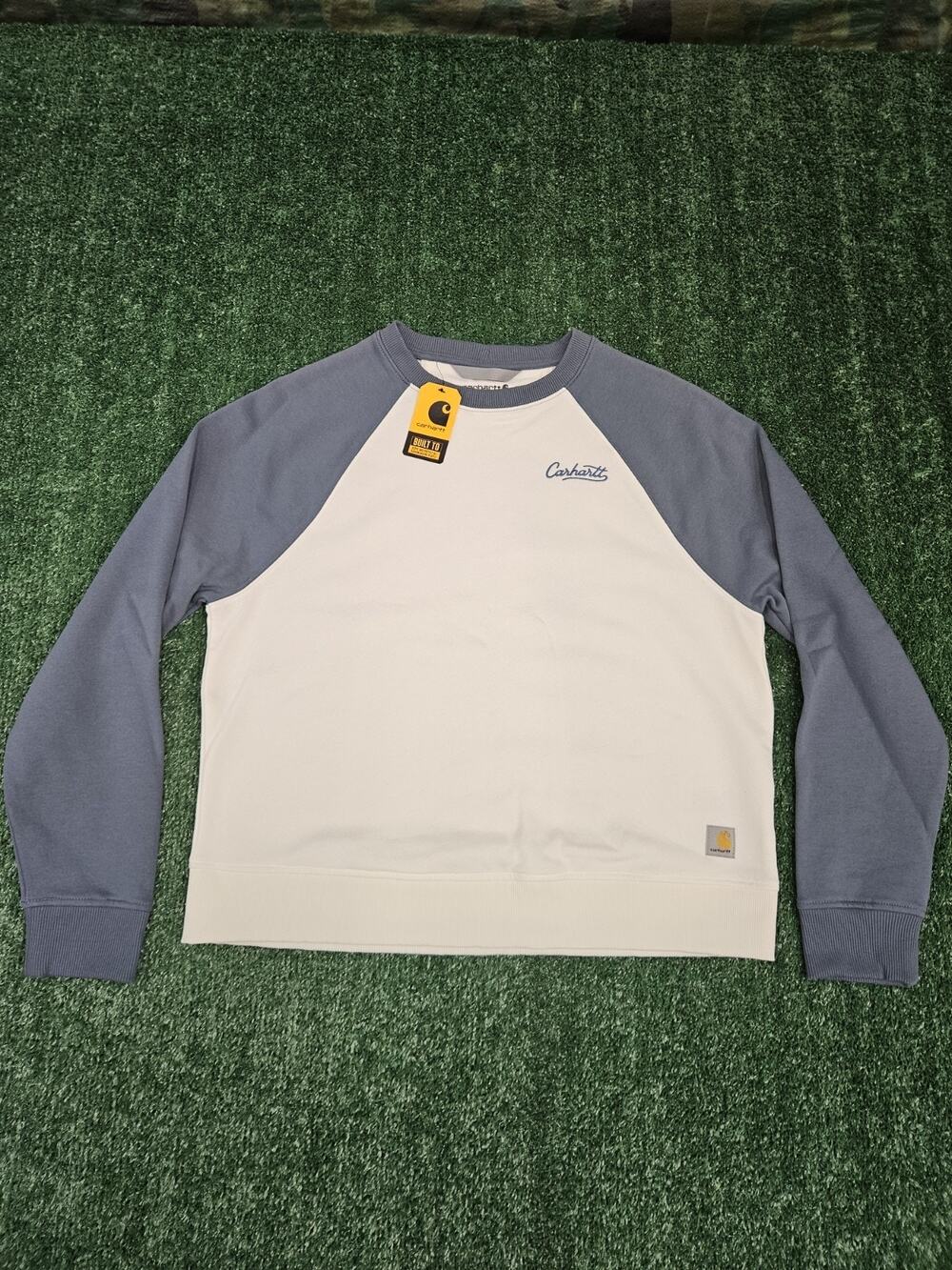 Carhartt Women's Sawyer Crewneck Sweatshirt Blue/Cream - Sz M - NWT